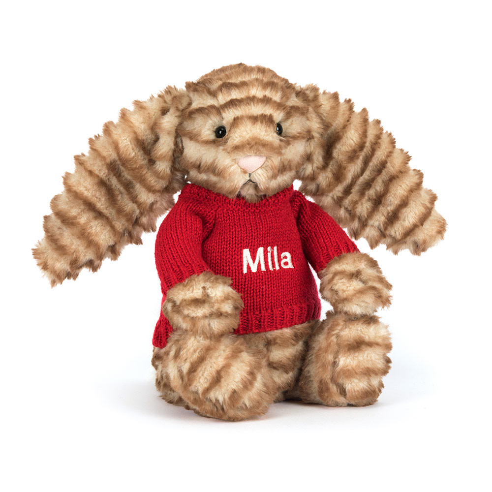 Bashful Luxe Bunny Juniper with Personalized Red Jumper